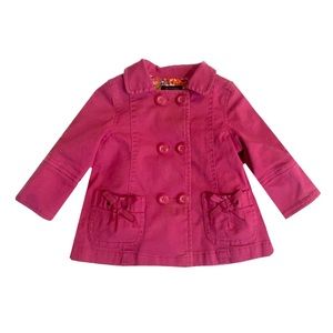 Baby Lightweight Peacoat 6-9 Months, Dark Pink With Floral Lining
